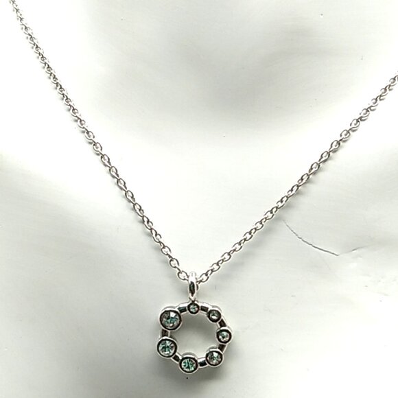 Dana Bachman Delicate Open Circle Crystal Necklace Silver-tone NWOT 18" - Picture 1 of 11